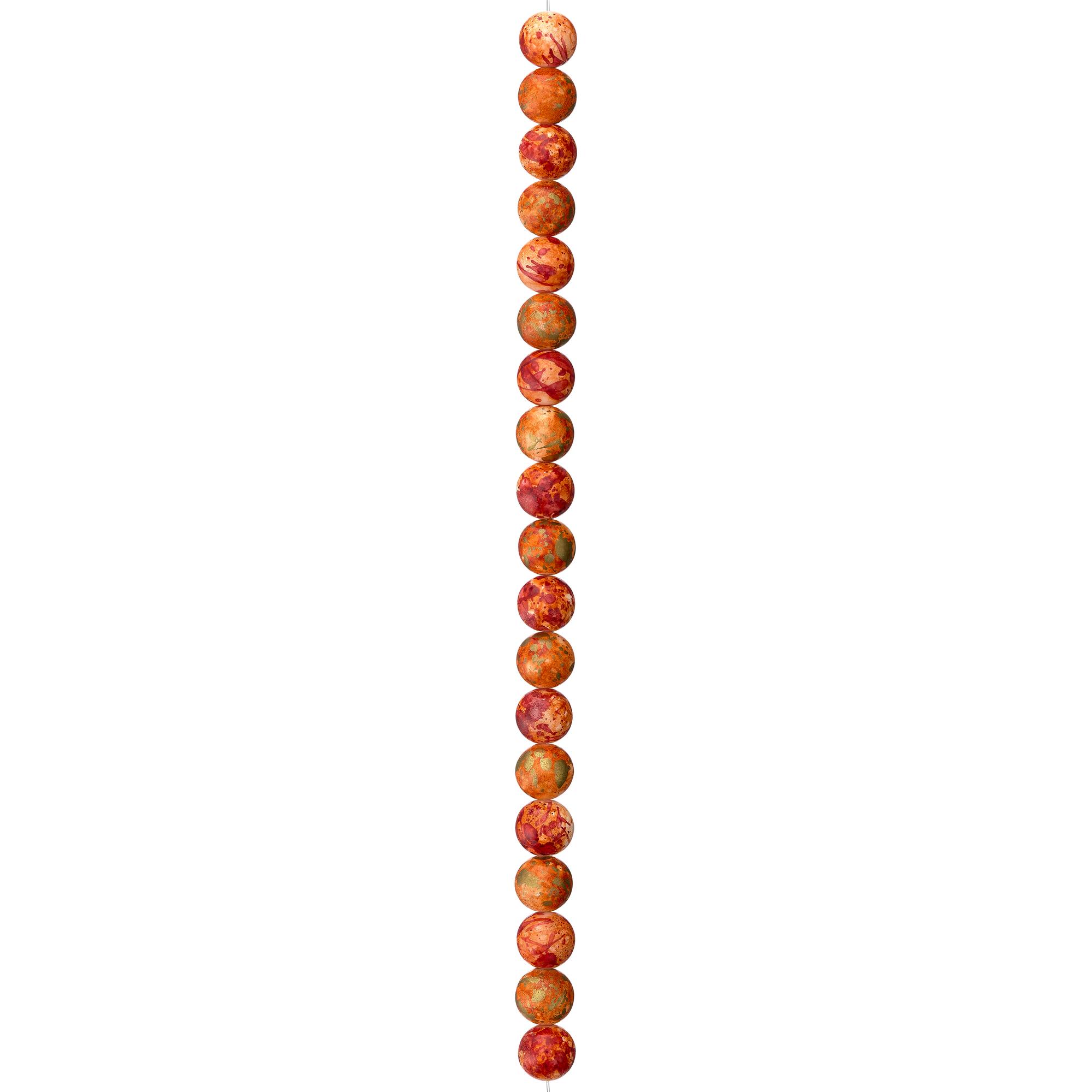 Orange Swirl Ceramic Round Beads, 10mm by Bead Landing™